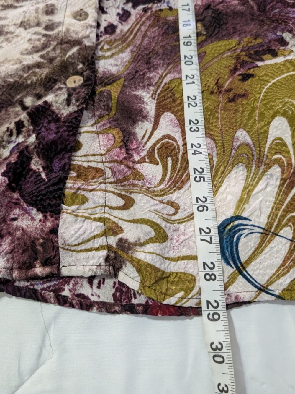 CITRON Blouse L Santa Monica Silk Multicolor Abstract Watercolor Button Front - Picture 14 of 14